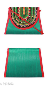 Trendy silk sling bag, embroidered net pattern, free size, Indian-made fashion accessory